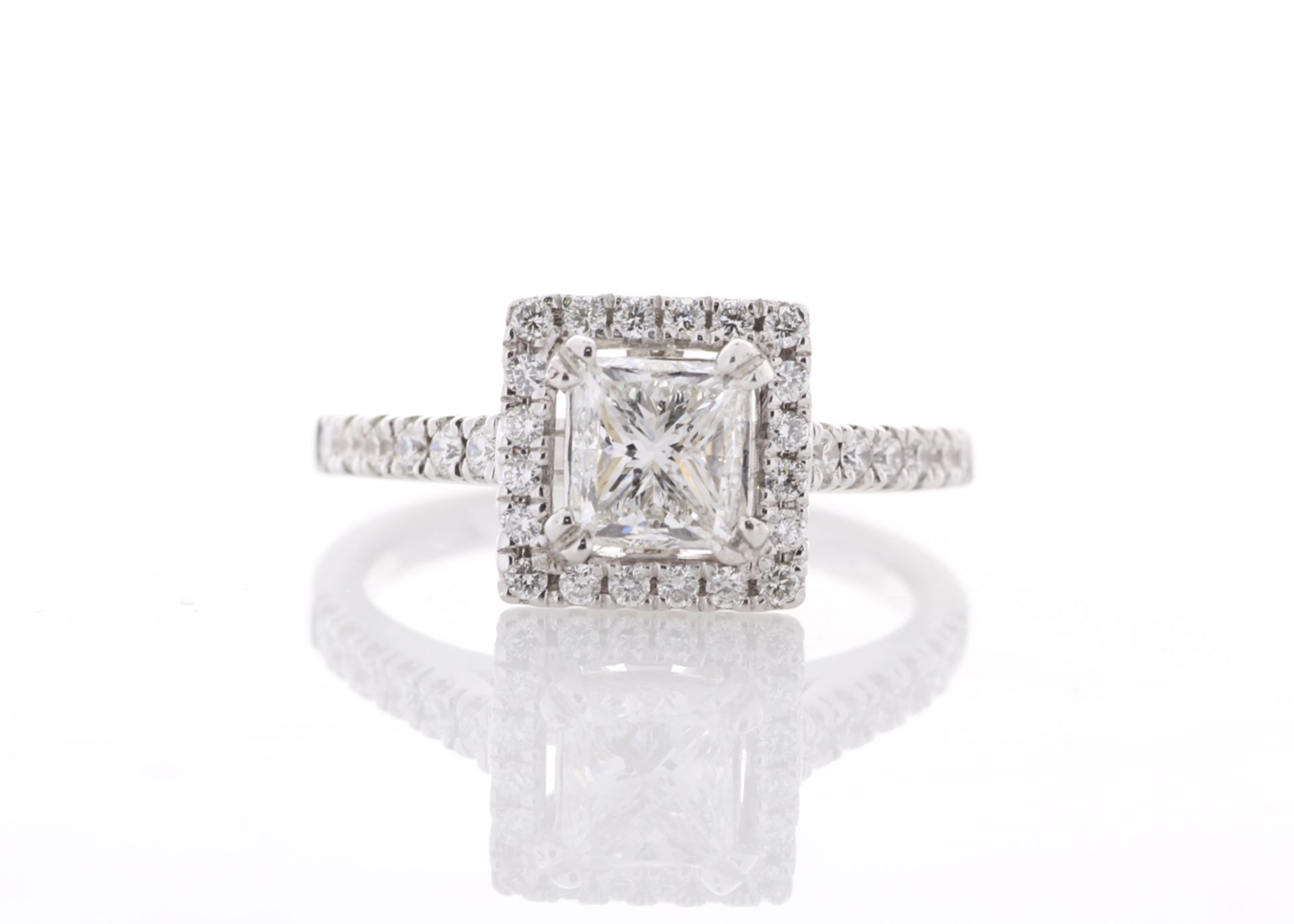 18ct White Gold Single Stone Princess Cut Diamond Ring (1.00) 1.34