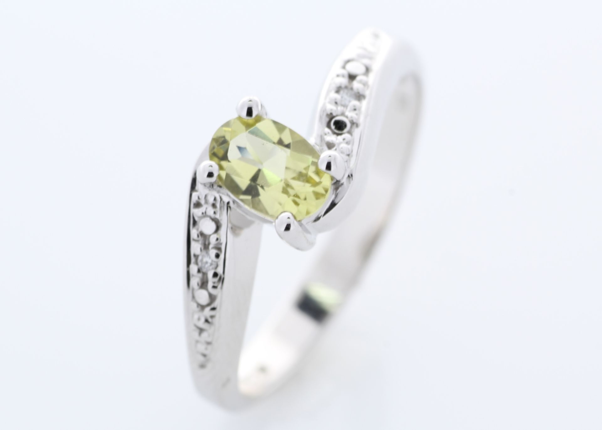 9ct White Gold Diamond And Lemon Quartz Ring 0.01 - Image 6 of 8