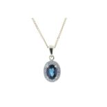 9ct Yellow Gold Diamond And Sapphire Pendant 0.11