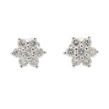 9ct White Gold Diamond Flower Earring 0.45