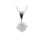 18ct White Gold Single Stone Prong Set Diamond Pendant 1.18