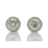 18ct White Gold Single Stone Halo Set Earrings (2.03) 2.26