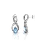 9ct White Gold Diamond And Blue Topaz Earring 0.01