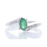 9ct White Gold Diamond And Emerald Ring 0.01