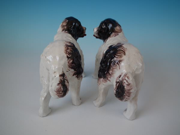 Pair Staffordshire Pottery dogs - St. Bernards - Image 4 of 20