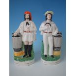 Pair Staffordshire Pottery sailor & barrel figures