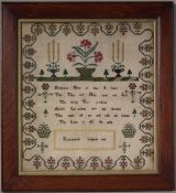 Antique Silkwork Sampler, 1808, by Elizabeth Witham