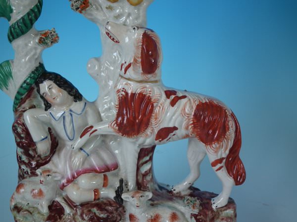 Staffordshire Pottery Spill Vase with Shepherd, Dog & Snake - Image 16 of 16