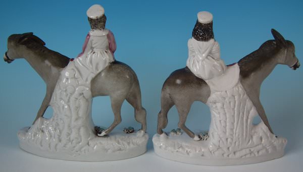 Pair Staffordshire milkmaid & donkey figures titled, 'MILK' - Image 2 of 16