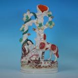 Staffordshire Pottery Spill Vase with Shepherd, Dog & Snake