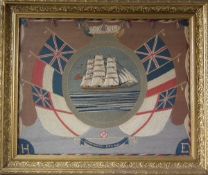 Sailor's Woolwork Picture of a Ship, 'Homeward bound'