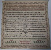 Antique Sampler, 1827, by Susanna Forster