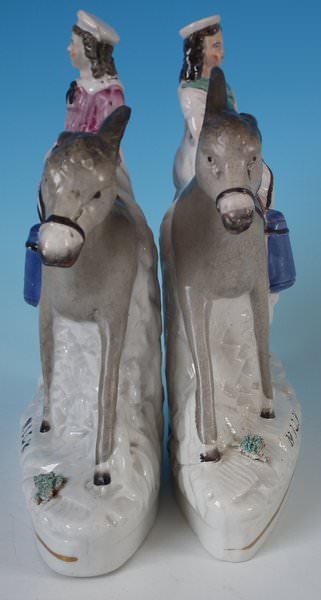 Pair Staffordshire milkmaid & donkey figures titled, 'MILK' - Image 4 of 16