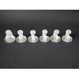 Rene Lalique Set 6 Glass 'Deux figurines' Menu holders