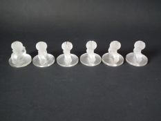 Rene Lalique Set 6 Glass 'Deux figurines' Menu holders