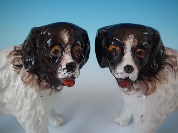 Pair Staffordshire Pottery dogs - St. Bernards - Image 5 of 20
