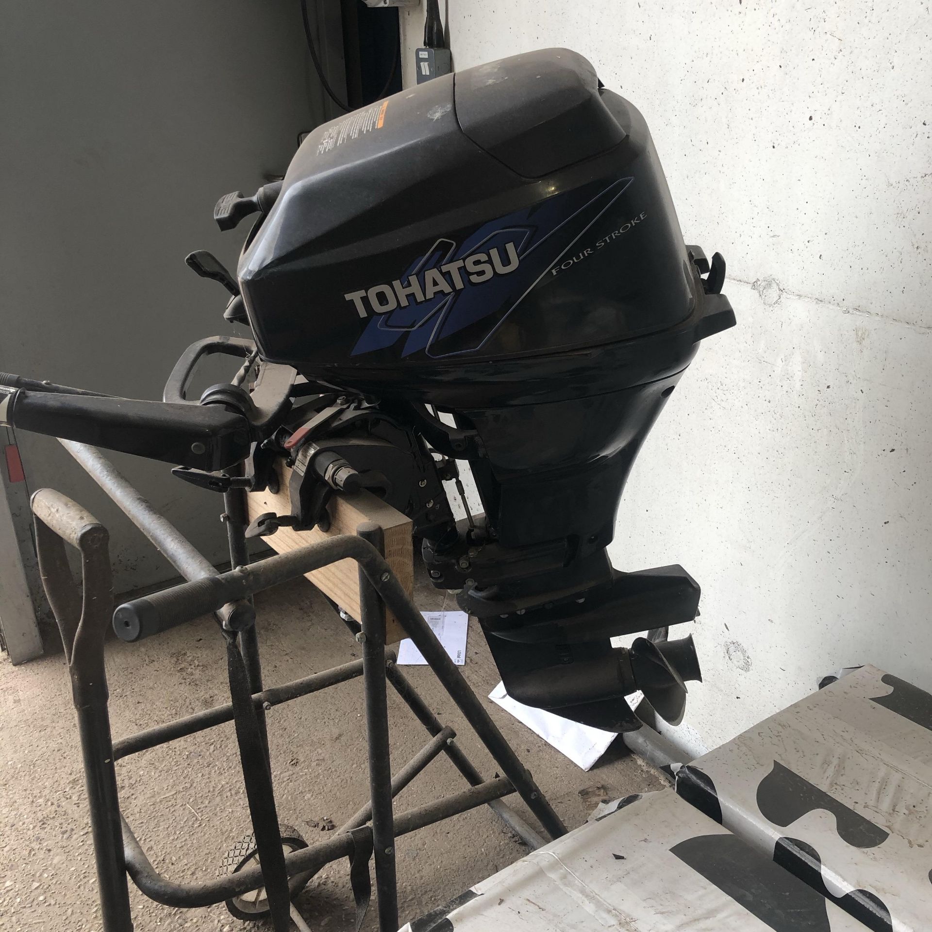 Tohatsu Outboard Motor on trolly stand