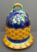 Antique Large Majolica Cheese Dish in the style of George Jones. Measures 26cm diameter by 32cm