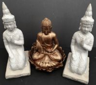 Vintage Collection Figures 3 x Buddha Figures Resin & Pottery. Figures are 2 x Pottery Buddha