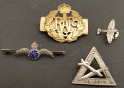 Vintage Retro Collection of 4 Metal RAF & Air Corp Badges. Part of a recent Estate Clearance.