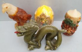 Vintage 4 x Novelty Candles 1 x Dragon or Sea Serpent 1 x Eagle 2 x Festive. The Eagle measures 7