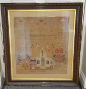 Antique Vintage Large Lancashire Sampler c1851 Isobel Collins Scotch Church. The Sampler was