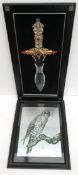 Vintage Collectable Framed Ornamental Dagger & Owl Picture. Part of a recent Estate Clearance.