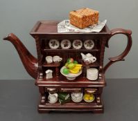 Vintage Ltd Edition Susan Williams-Ellis Portmeirion Novelty Teapot Welsh Dresser. Signed to the