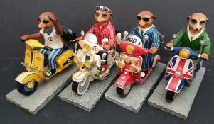 Vintage Collection Bradford Exchange 4 x Figures Meerkats Scooter Model Collection. They Include