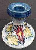 Vintage Moorcroft Pottery Dwarf Candlestick c1950's Columbine Pattern. Measures 6cm tall. Part of