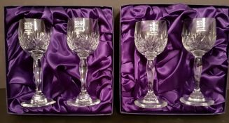 2 Boxes of Royal Scot Lead Crystal Wine Glasses Each box contains 2 glasses. Each glass is 15cm