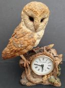 Vintage Figure Brookes & Bently Resin Owl Clock. Measures 8 inches tall. Part of a recent Estate