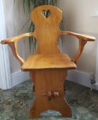 Vintage Solid Elm Arm Chair Hand Made 1970's Ideal For A Hall or Corner. Measures 70cm wide 90 cm