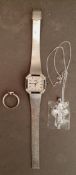 Vintage Sterling Silver Cross & Chain Sterling Silver Ring and a Camy Wrist Watch. Part of a