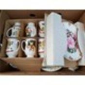 Vintage Retro Banana Box of Assorted China Includes Breakfast Service & Boxed Cat Cups NO RESERVE.