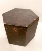 Antique Vintage Squeeze Box Hexagonal Wooden Carry Case. Measures 18cm diameter by 15cm tall. Part