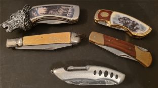Collectable 2 x Franklin Mint Folding Pocket Knives Plus 3 Others. Part of a recent Estate