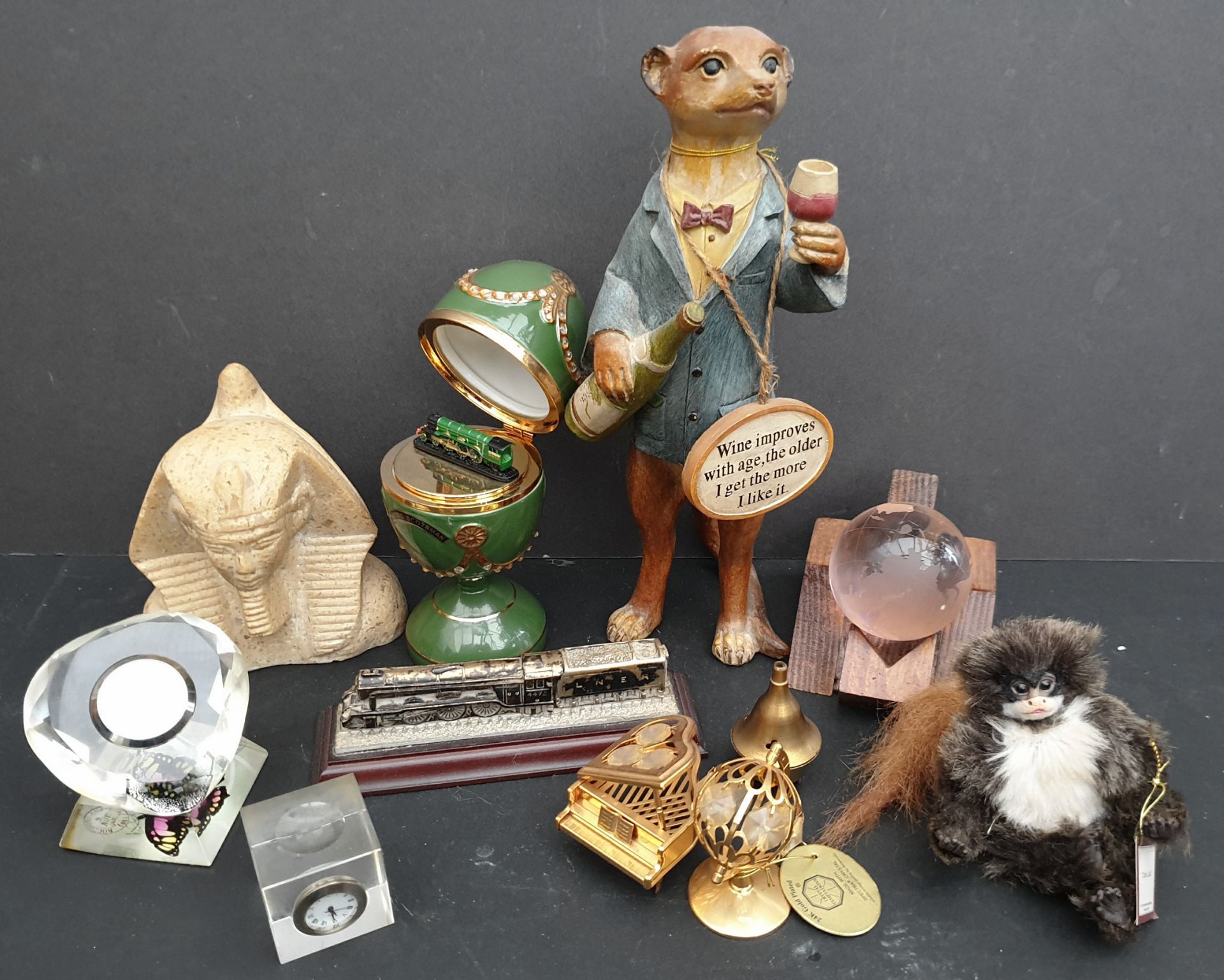 Vintage Collection Assorted Parcel of Items Includes Clocks & Meerkat. Part of a recent Estate