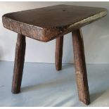 Antique Hardwood Rustic Cricket Stool Stands 16 inches High. Measures 16 inchea tall 15 inches