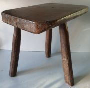 Antique Hardwood Rustic Cricket Stool Stands 16 inches High. Measures 16 inchea tall 15 inches