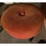 Vintage Retro Kitsch 3 Legged Stool With Central Cushion Button. Measures approx. 12 inches tall