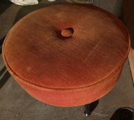 Vintage Retro Kitsch 3 Legged Stool With Central Cushion Button. Measures approx. 12 inches tall