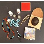 Vintage Retro Parcel of Costume Jewellery Includes Rosary Compact Mirrors Necklace Thimbles etc.