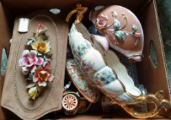 Antique Vintage Retro Box of Assorted Items Includes Jersey & Italian Pottery & Dolls. Part of a