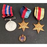 Antique Vintage 3 x Military Medals WWII 39-45 Star Africa Star and 39-45 Medal. Part of a recent