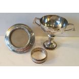 Antique Sterling Silver Picture Frame London 1917 and 2 Other Sterling Silver Items. Includes a