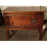 Antique Hardwood Chest Art Nouveau Interior Lined c1910. Measures 25 inches wide by 21 inches tall