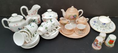 Antique Vintage Retro Collectable Dolls Tea Services and Thimbles Includes Coalport. Part of a