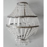 Antique Vintage Retro Glass Chandelier. Measures 12 inches tall by 9 inches diameter. Part of a