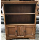 Vintage Retro Mid 20th Century Linen Fold Bookcase with Cupboard. Measures 3 feet 6 inches tall by 3